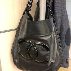 Chanel jumbo black hobo bag